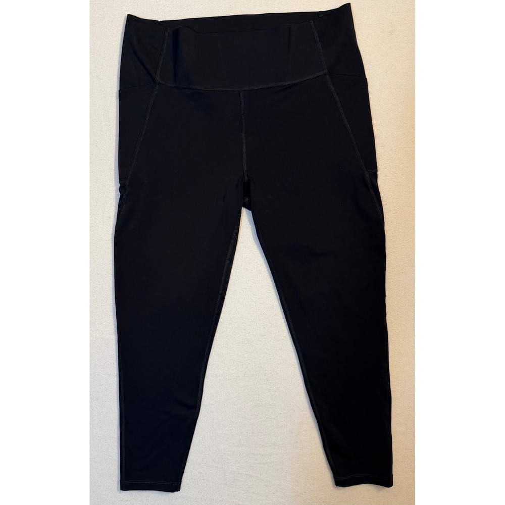 GapFit Womens XL Black High Rise Athletic Leggings with Pockets 7/8 Length